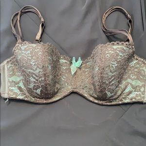 Grey and Teal thinly padded lace bra